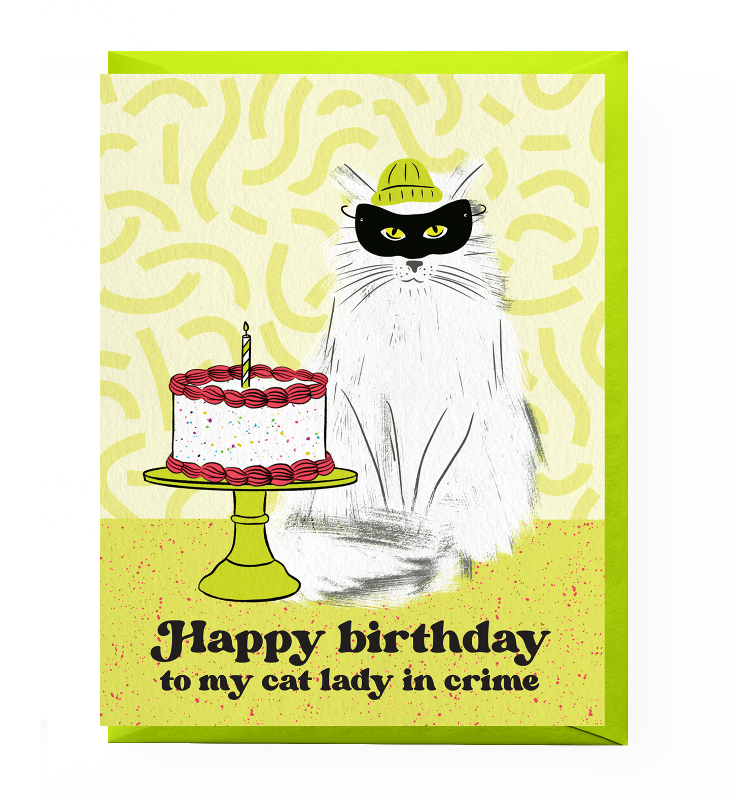 Cat Lady in Crime Birthday Card