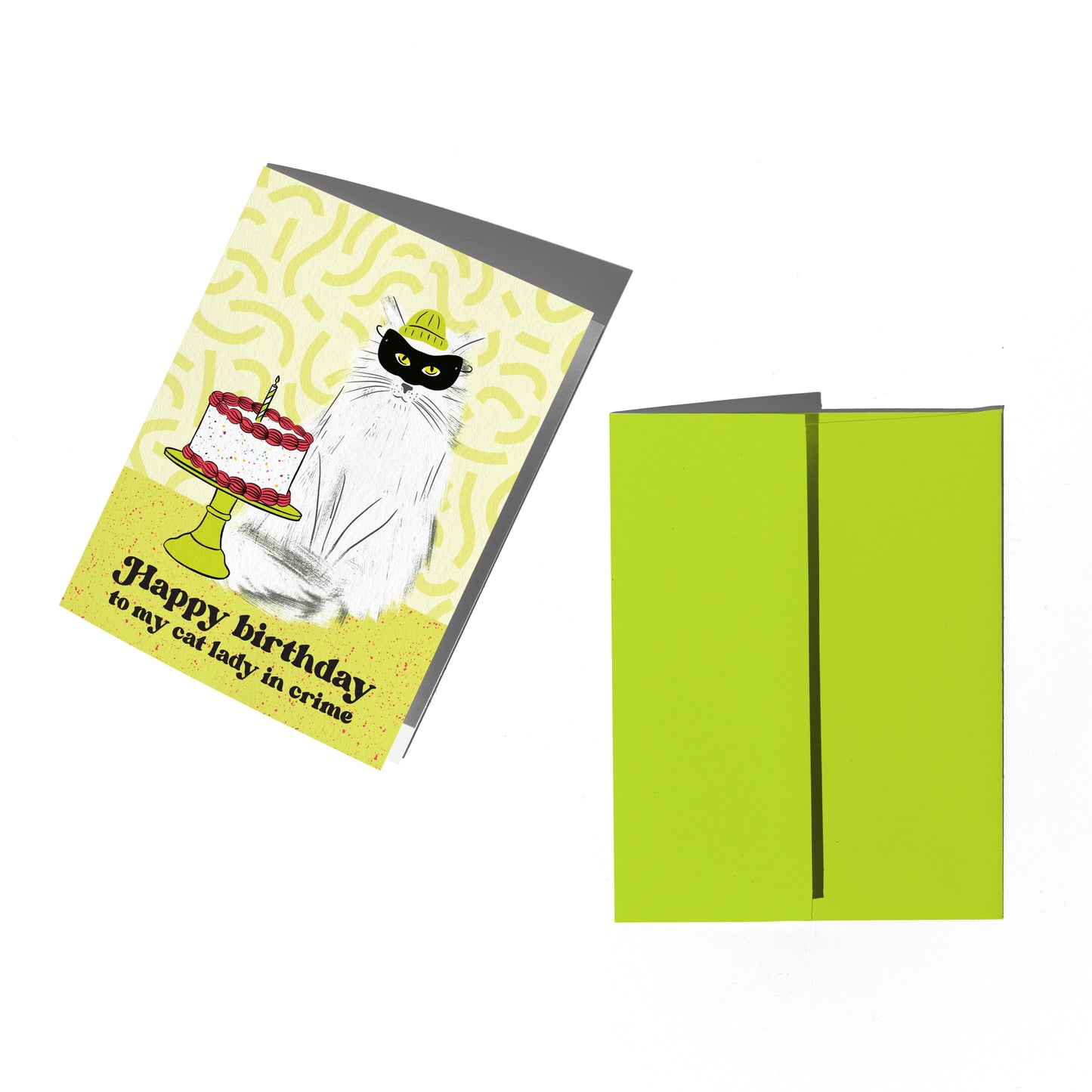 Cat Lady in Crime Birthday Card