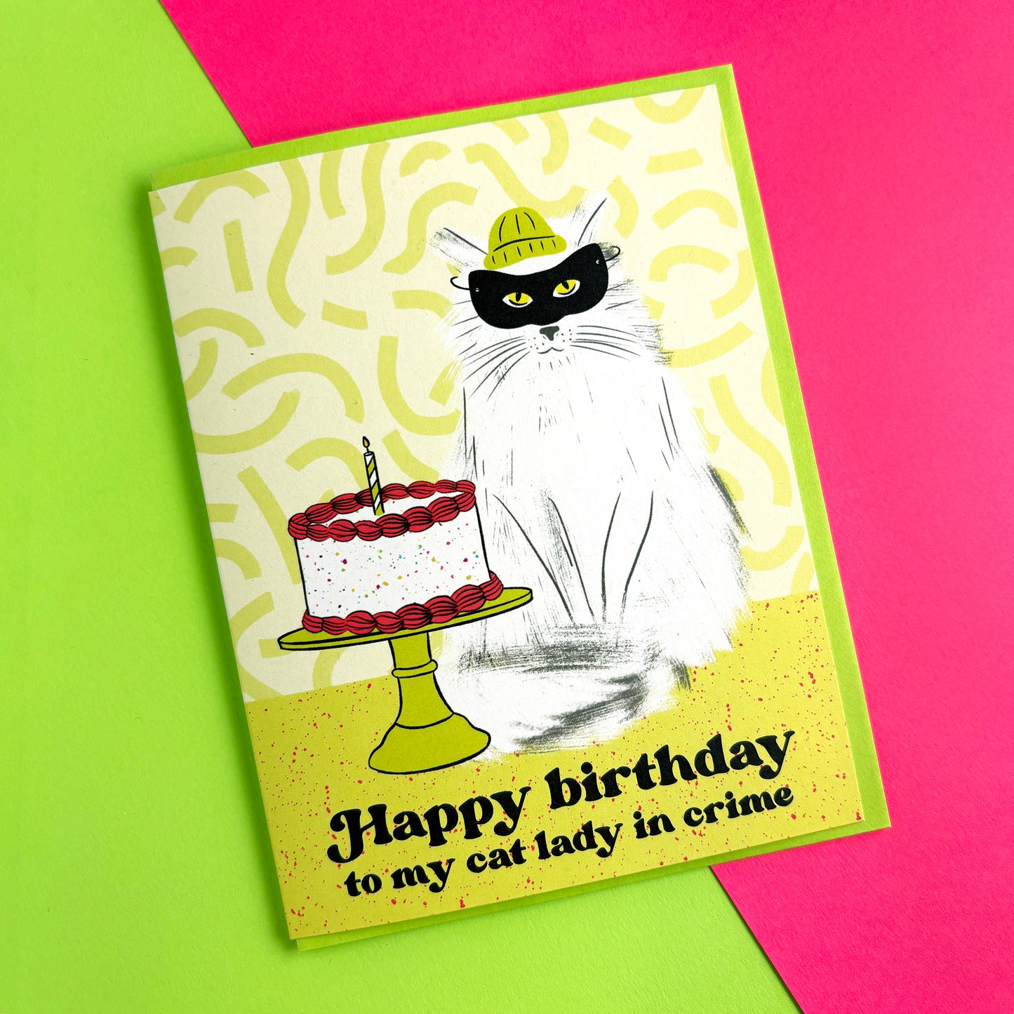 Cat Lady in Crime Birthday Card