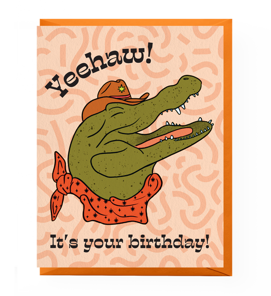 Cowboy Gator Birthday Card
