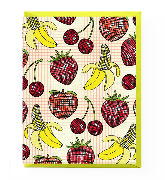 Disco Fruits Greeting Card