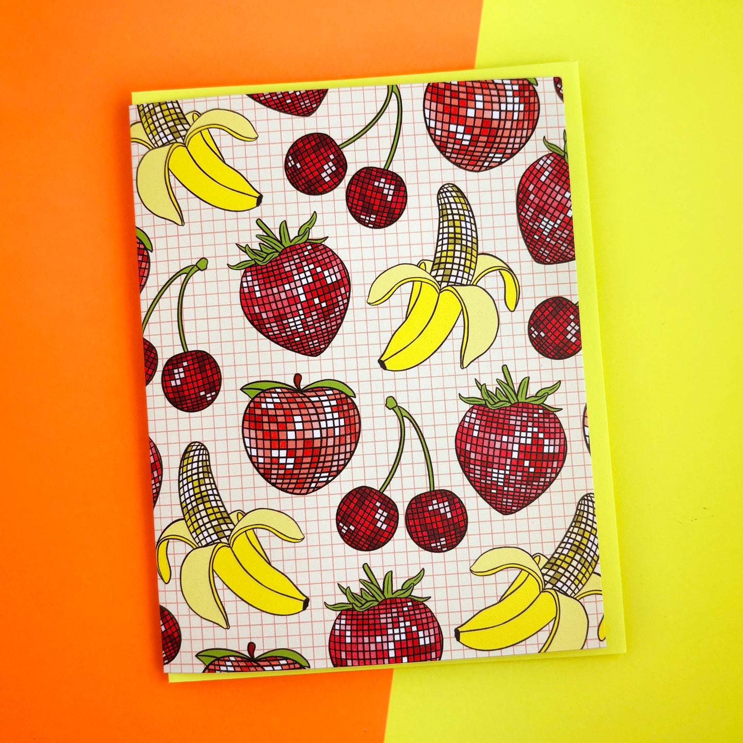 Disco Fruits Greeting Card