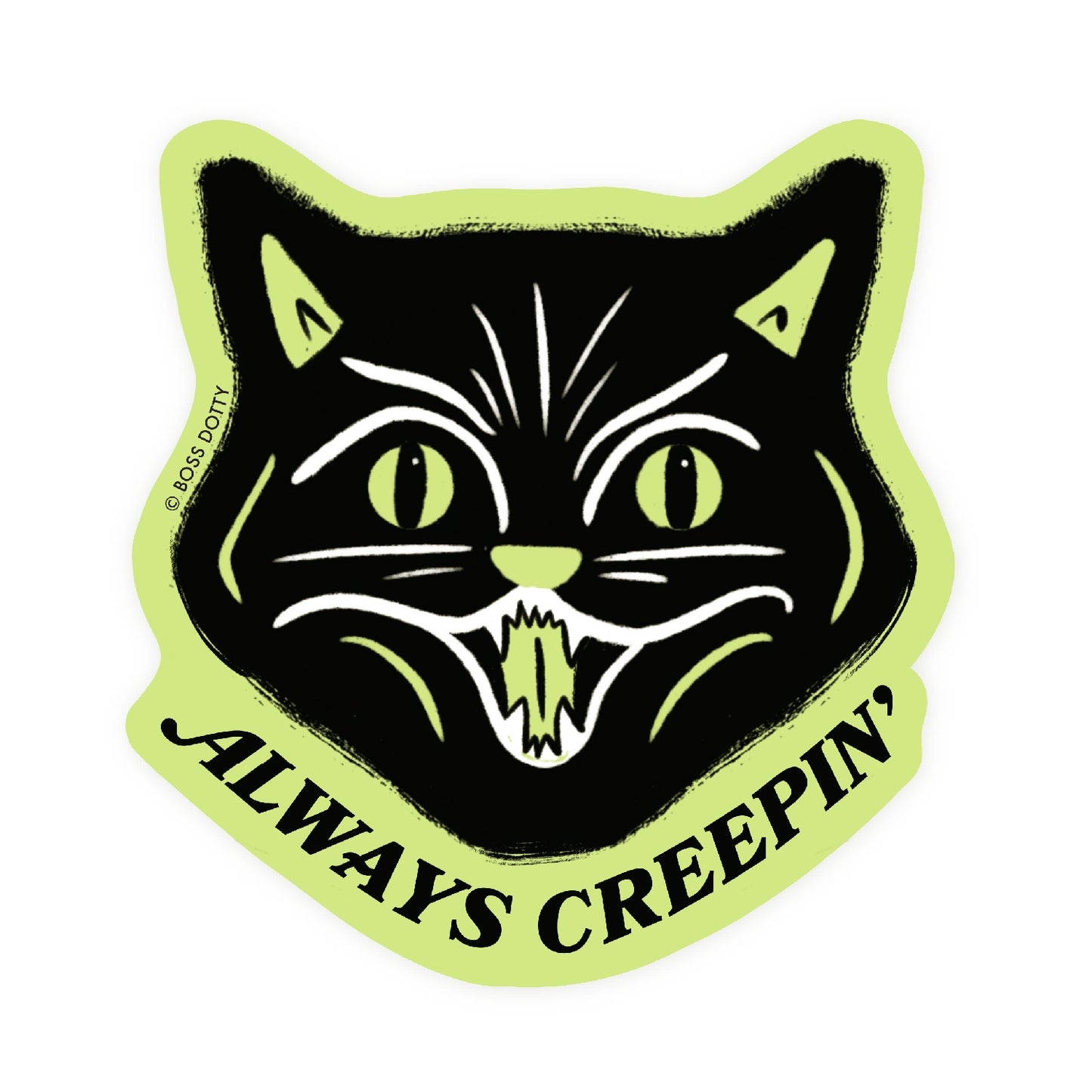 Glow In The Dark Creepy Cat Sticker