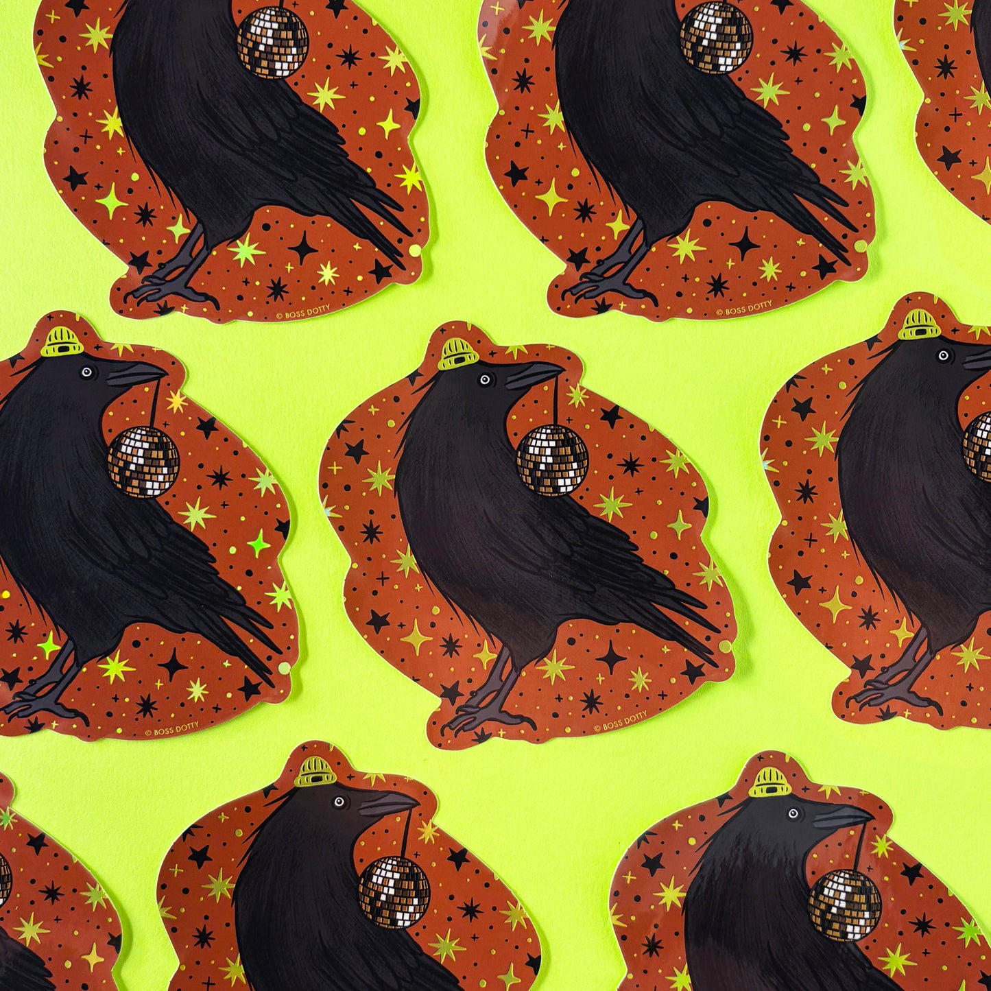 Disco Crow Holographic Sticker