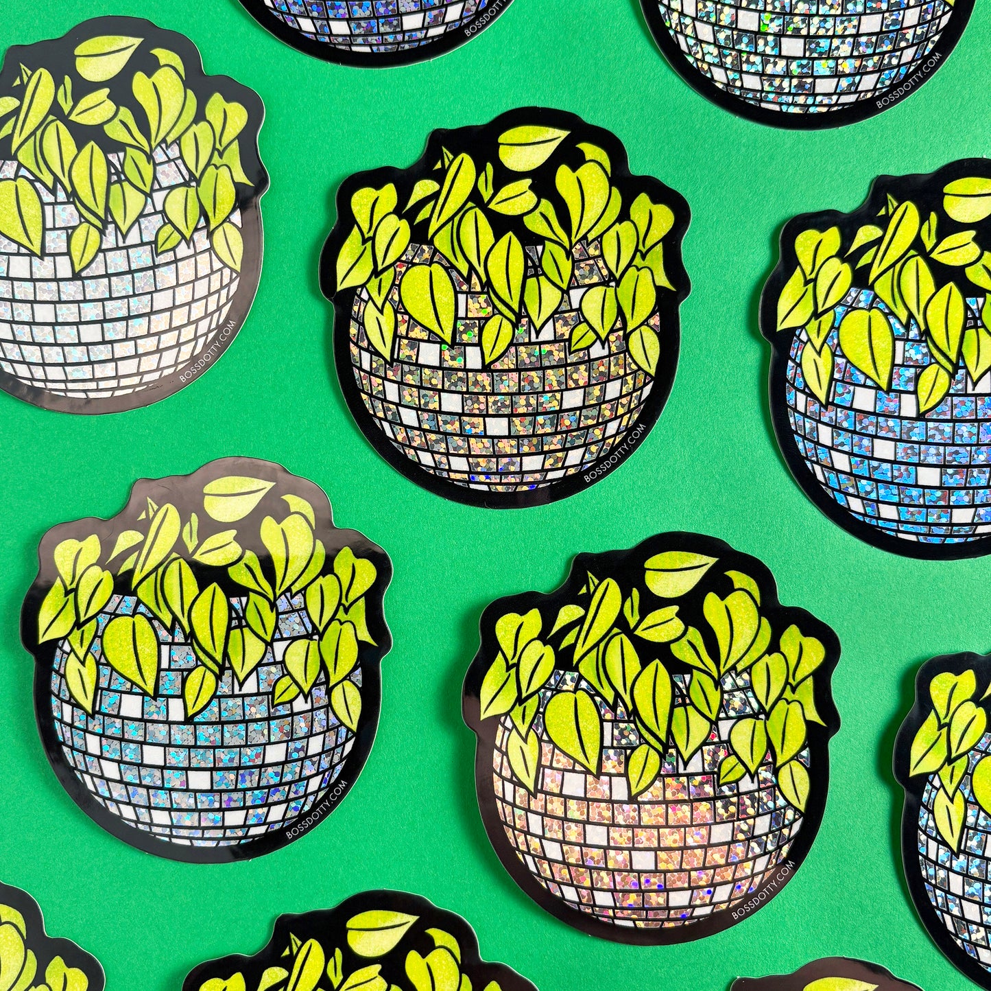Disco Ball Planter Glitter Sticker