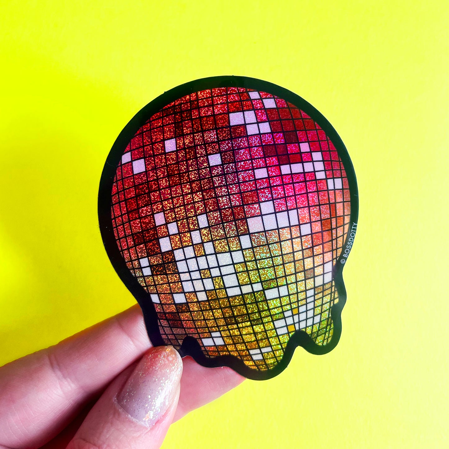 Melting Disco Ball Glitter Sticker