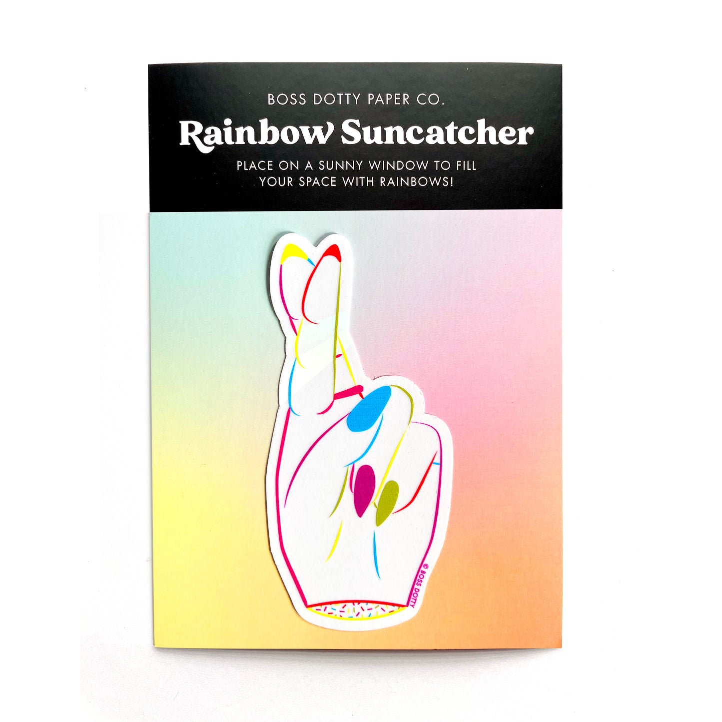 Fingers Crossed Suncatcher Sticking on backing card