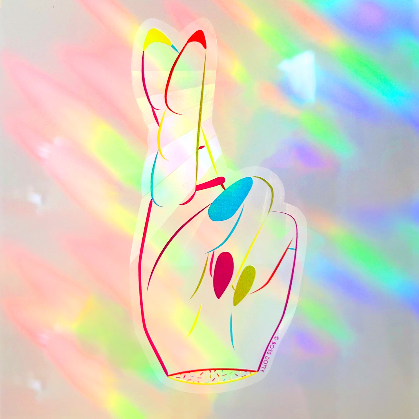 Fingers Crossed Suncatcher Sticker