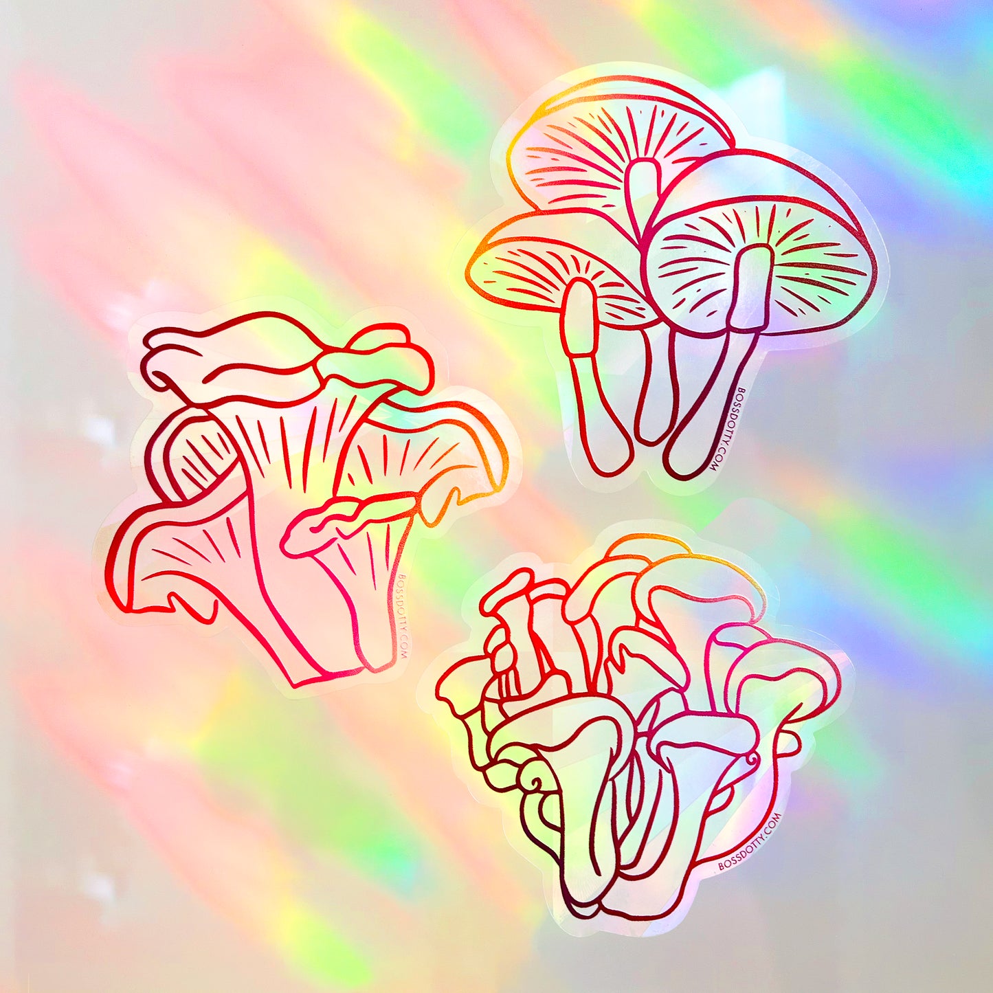 Mushroom Rainbow Suncatcher Stickers