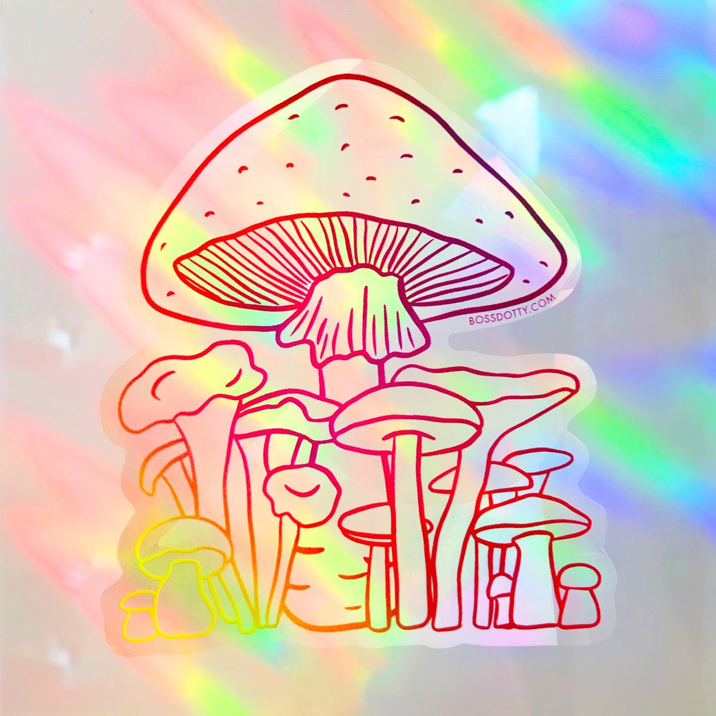 Mushroom Rainbow Suncatcher Sticker