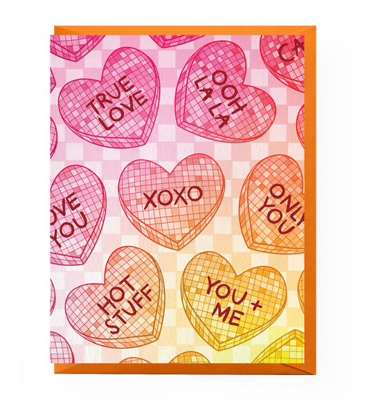 Disco Candy Hearts Valentine's Day Card