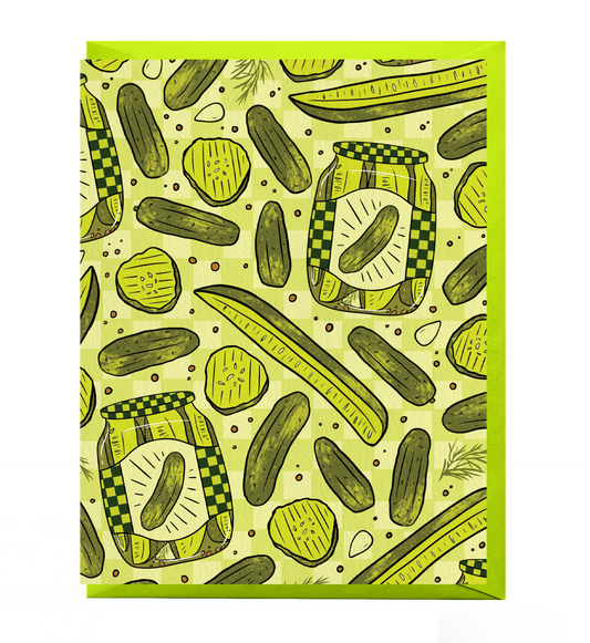 Pickle Patterned Greeting Card