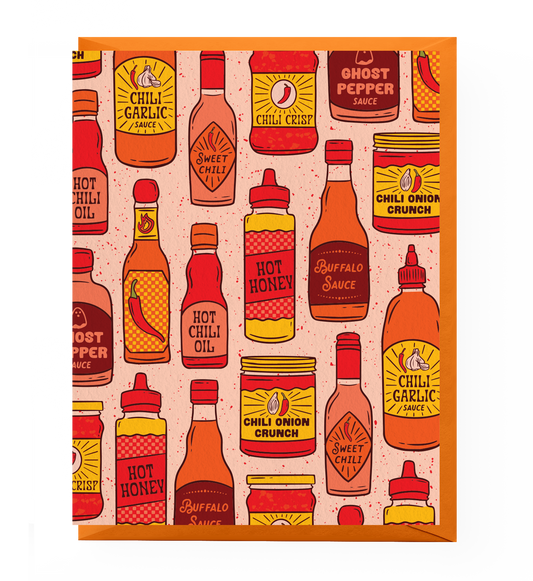 Hot Sauce Patterned Greeting Card