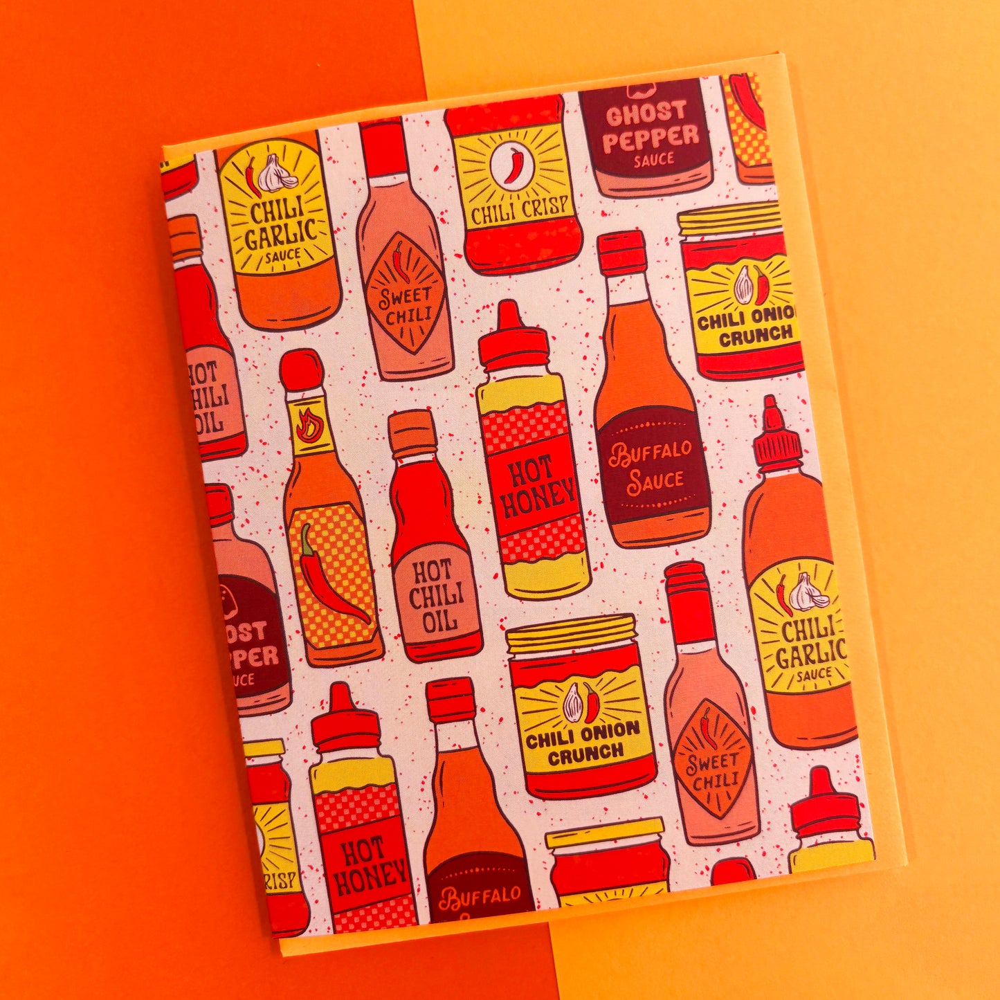 Hot Sauce Patterned Greeting Card