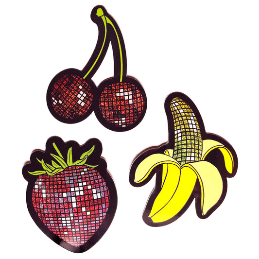 Disco Fruits Glitter Sticker Set