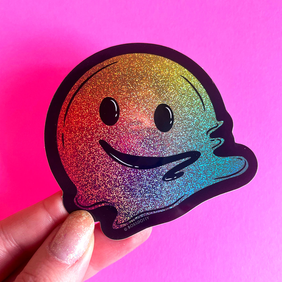 Smule Sticker Melting Glitter Smile Sticker โ BOSS DOTTY PAPER Co.