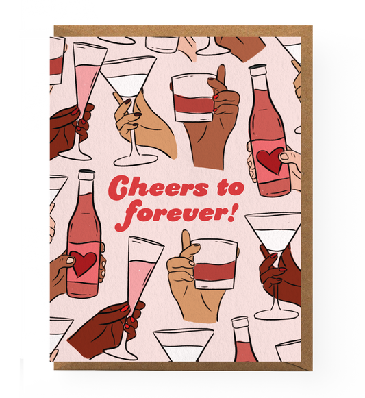 Cheers To Forever Wedding Card