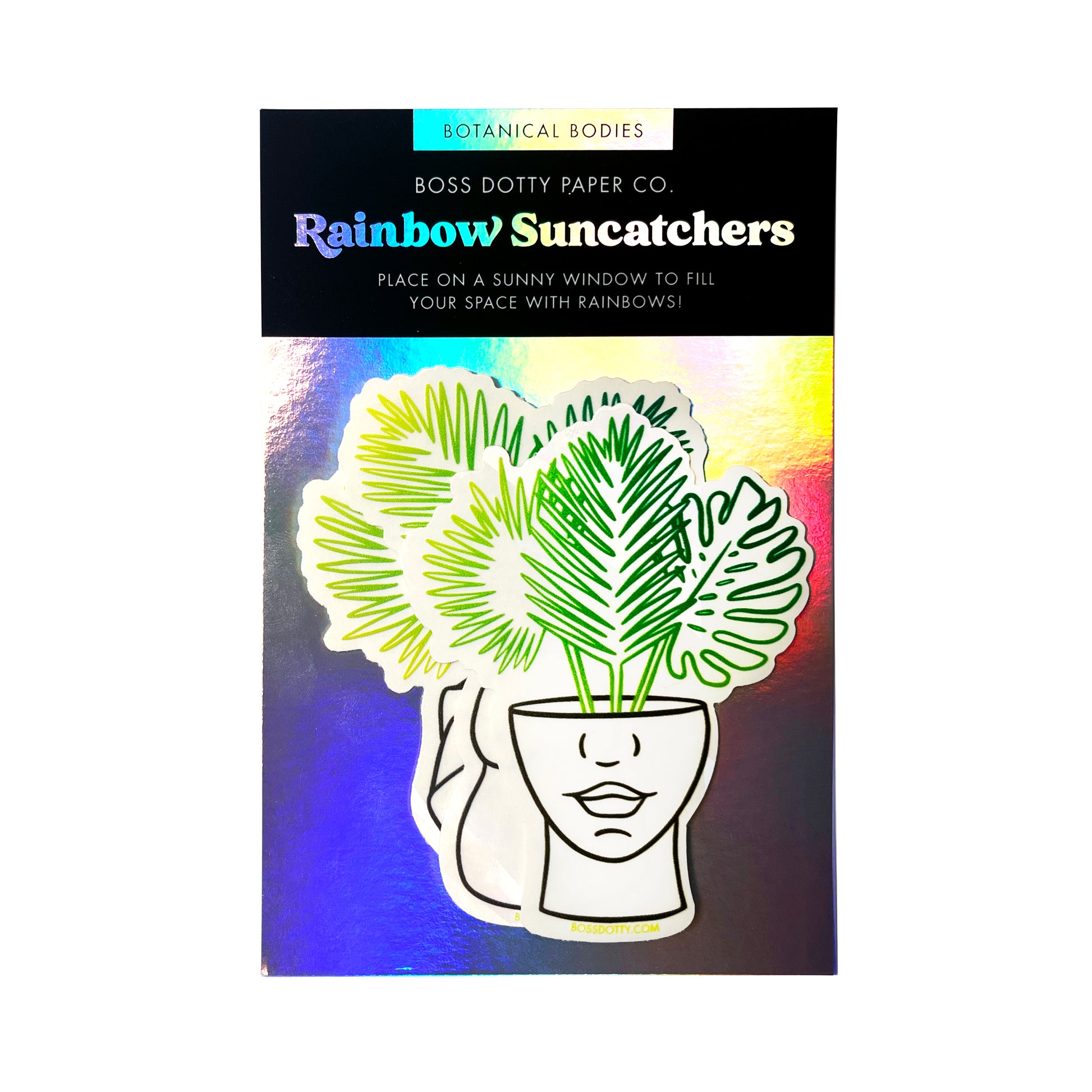 Botanical Suncatcher Stickers on a backing card