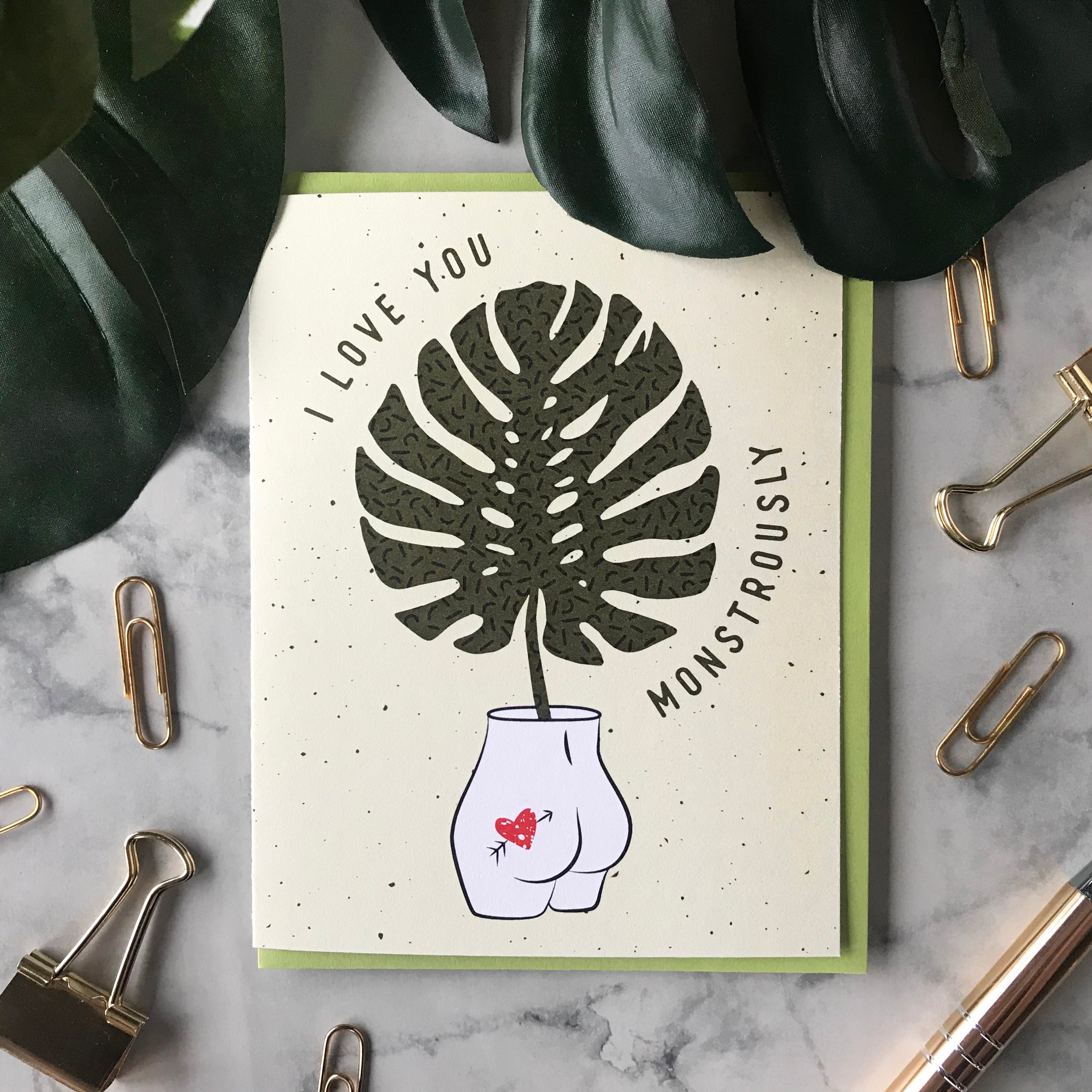 Monstera Love Card • BOSS DOTTY PAPER Co.