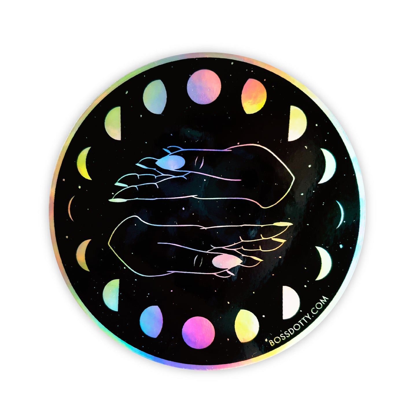 Moon Phases Holographic Sticker – BOSS DOTTY PAPER Co.