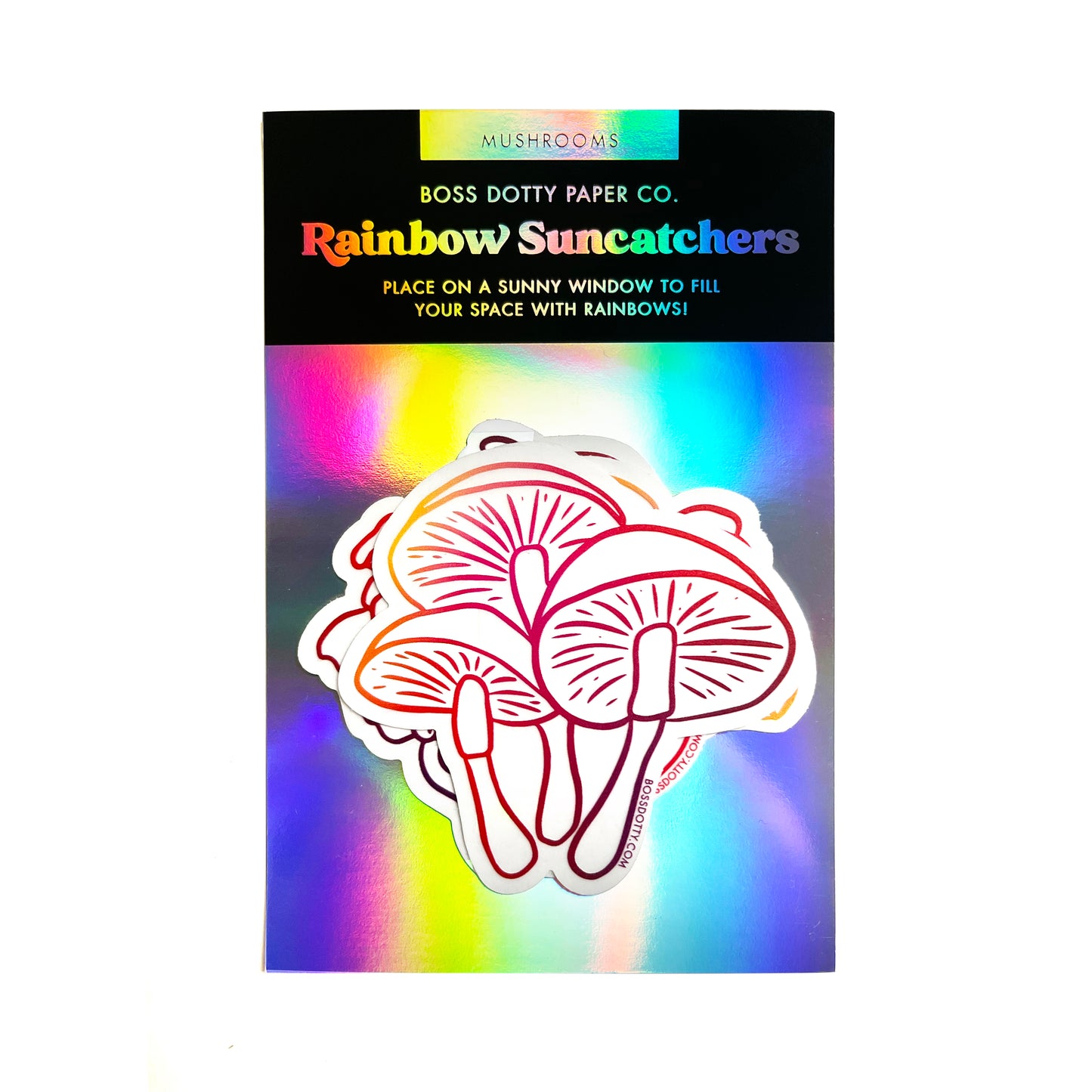Mushroom Suncatcher Sticker Set on backing card