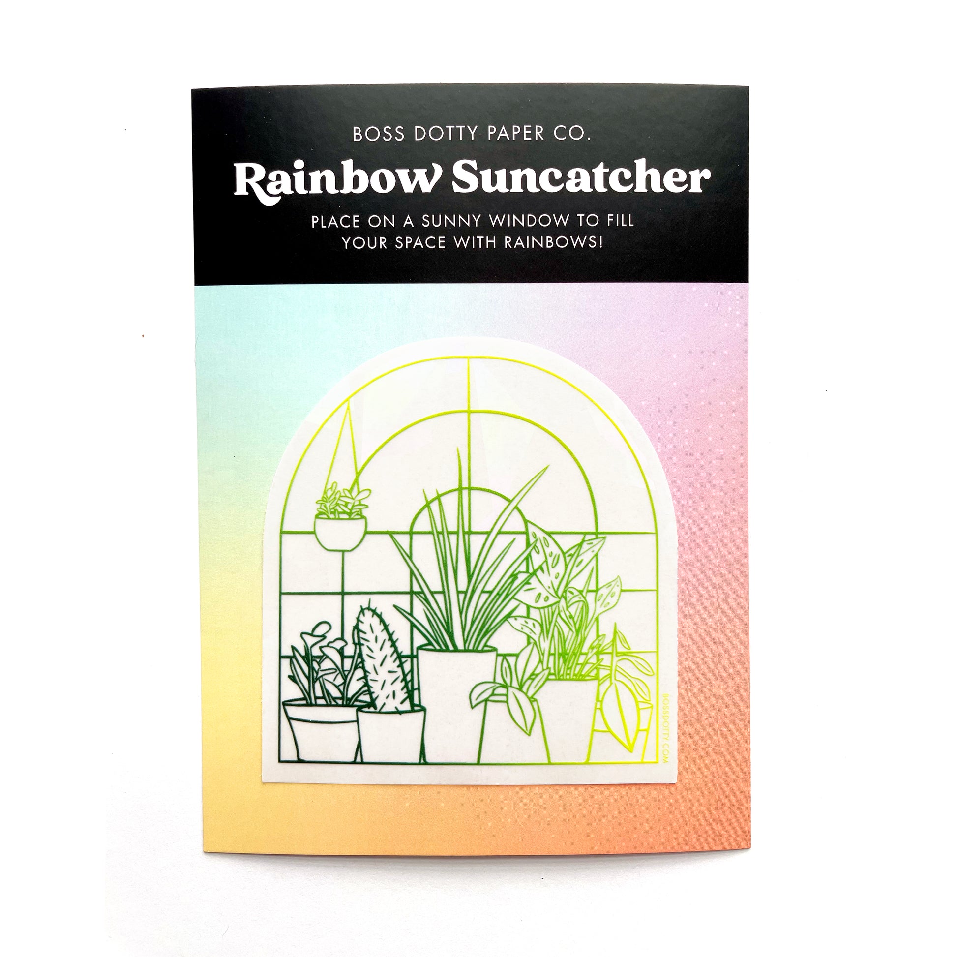 Plant Window Rainbow Suncatcher on backing card