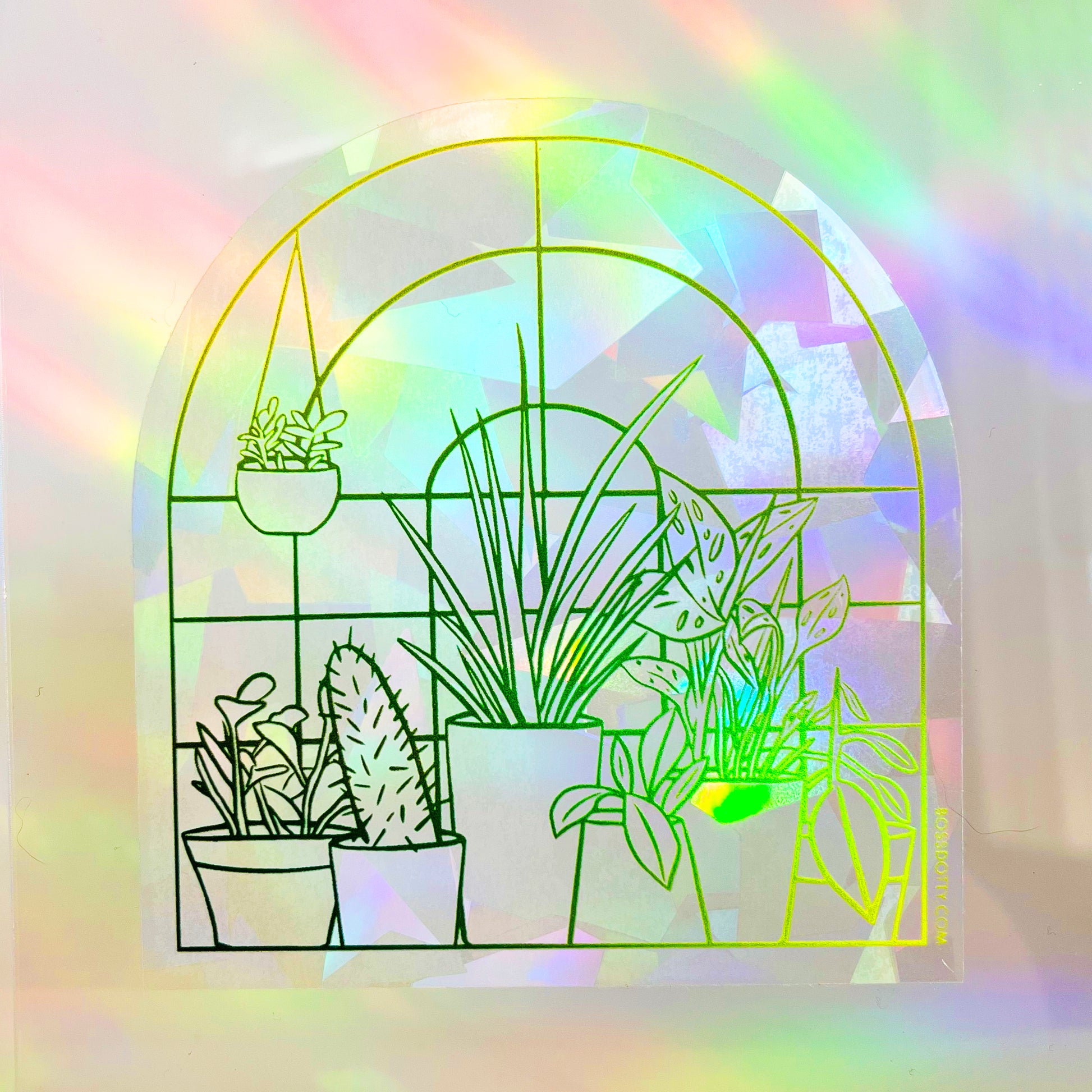 hanging plant window stickers Plant Window Suncatcher Sticker – BOSS DOTTY PAPER Co